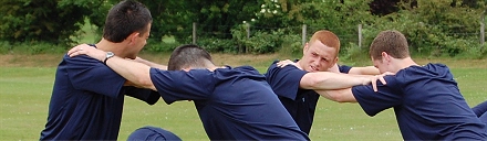 Ryan Thomson and Jordan White push it at training Ryan Thomson and Jordan White push it at training