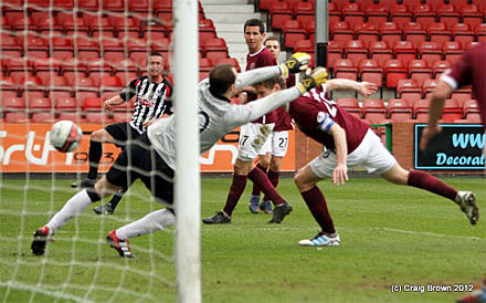 Joe Cardle scores v Hearts