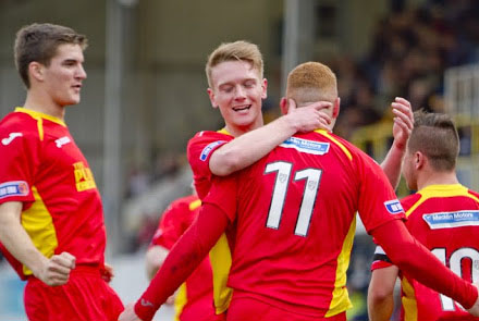 Ryan Thomson celebrates goal at Cappielow Ryan Thomson celebrates goal at Cappielow