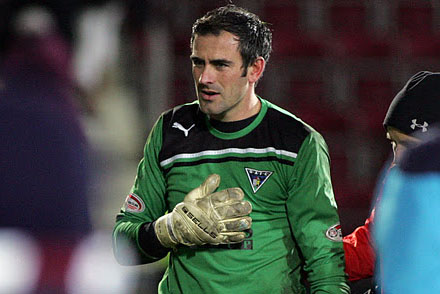 Paul Gallacher leaves the field at Tynecastle