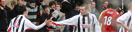 Phinn and Kirk celebrate the equaliser 07/03/09 Phinn and Kirk celebrate the equaliser 07/03/09