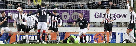 Chris Smith is injured at the Falkirk Stadium Chris Smith is injured at the Falkirk Stadium