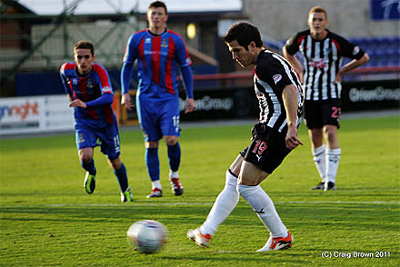 Liam Buchanan scores from the penalty spot Liam Buchanan scores from the penalty spot