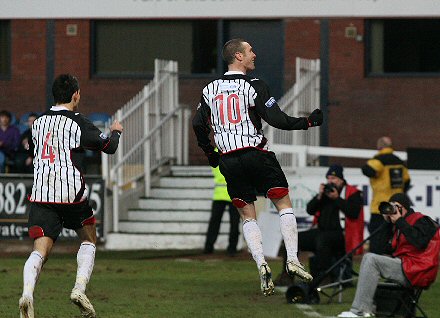 Andy Kirk celebrates goal at Dundee Andy Kirk celebrates goal at Dundee