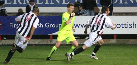 Simon Wiles celebrates first goal in Scotland