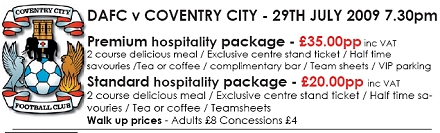 Coventry City Friendly Match Hospitality Coventry City Friendly Match Hospitality