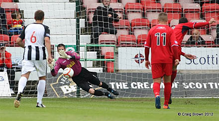 Paul Gallacher saves penalty v Raith Paul Gallacher saves penalty v Raith