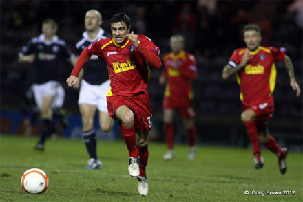 Craig Dargo bursts clear v Raith Rovers Craig Dargo bursts clear v Raith Rovers
