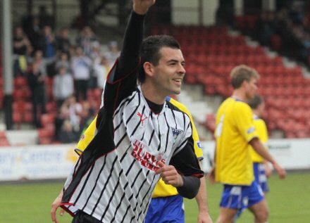 Steven Bell celebrates hattrick