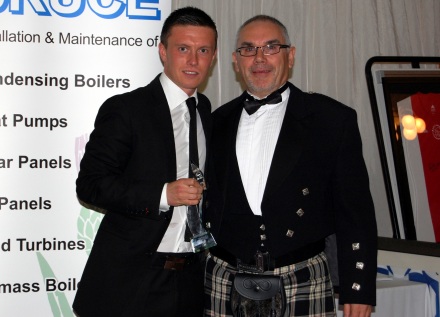 Joe Cardle receiving his Young Player of the Year Award from John Swift of the Centenary Club Joe Cardle receiving his Young Player of the Year Award from John Swift of the Centenary Club