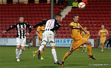 Josh Falkingham heads in the opener Josh Falkingham heads in the opener