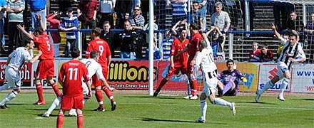 Steven McDougall opens the scoring Steven McDougall opens the scoring