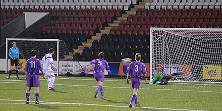 Ryan Goodfellow saves penalty at Excelsior Stadium Ryan Goodfellow saves penalty at Excelsior Stadium
